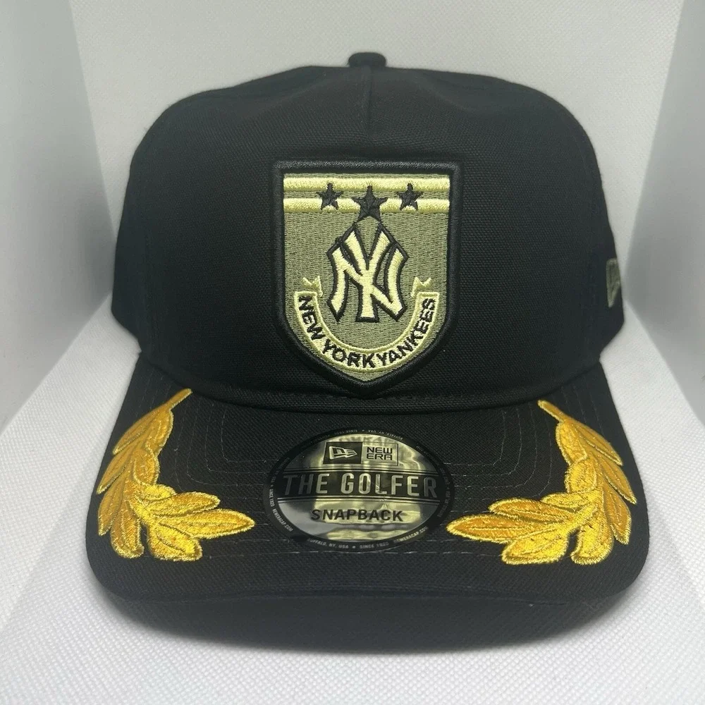 New Era The Golfer New York Yankees Military‎ Patch Black/Gold Snap Back Hat New